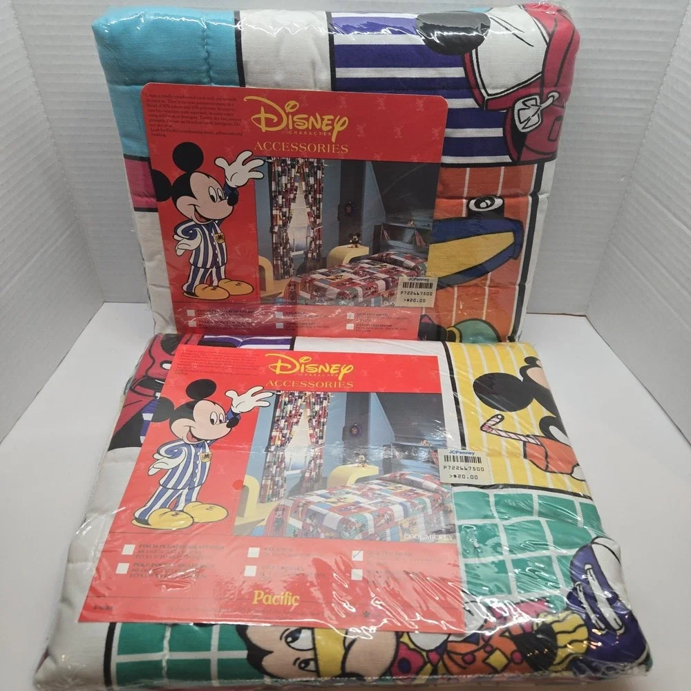 2 New Vintage 80s‎ Disney Mickey Mouse Quilted Sham Pillow Pacific Home USA Made